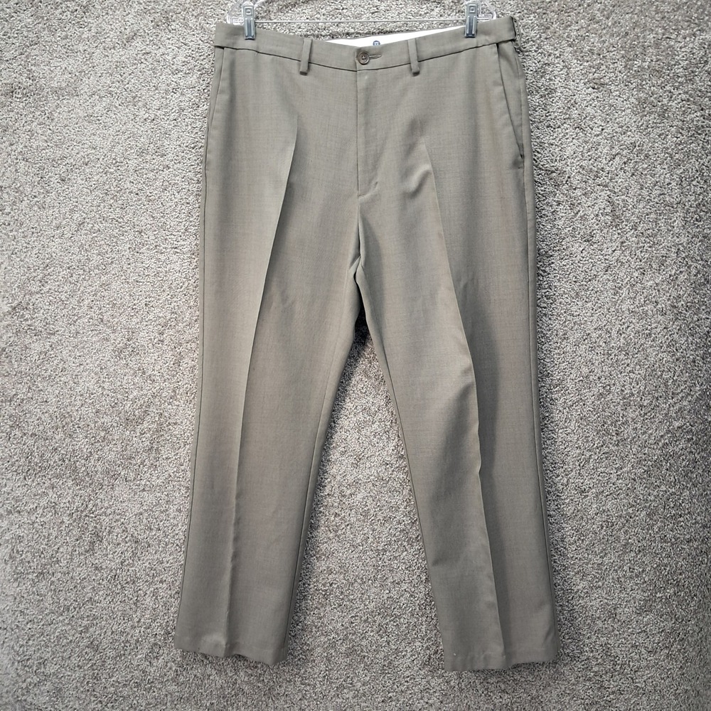 Haggar Cool 18 Mens Classic Fit Khaki Taupe Dress Pants 38x31 WPL 386 1017764